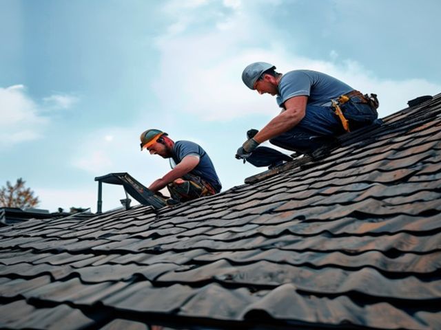 Acme crew actively working on a residential roof replacement